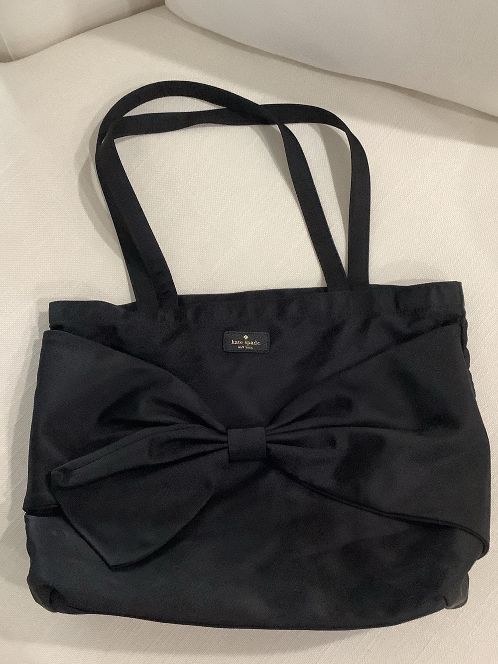 Kate Spade Black Nylon Bow Tote Bag Hot Pink Lining